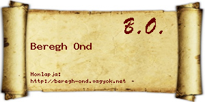 Beregh Ond névjegykártya